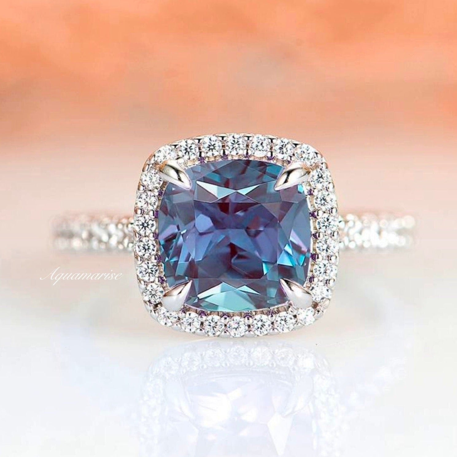 Belle Alexandrite Ring Sterling Silver - Elegant Gemstone Jewelry for Women, Perfect for Engagement, Wedding & Special Occasions