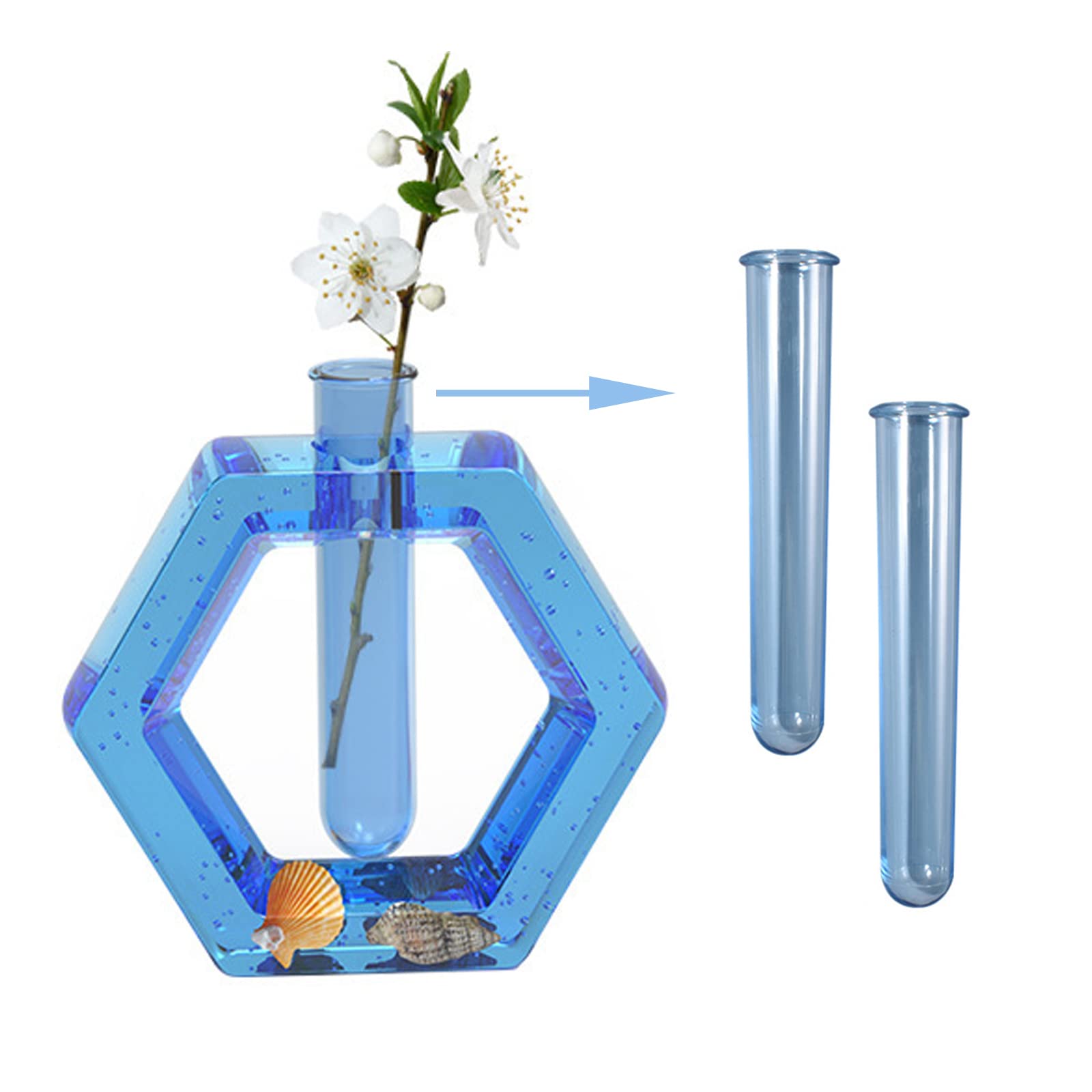 Premium Resin Vase Molds Kit - Silicone Planter Molds for Hydroponic Flowers, Plant Propagation Station & Terrarium DIY - Includes 2 Acrylic Test Tubes for Water Planting - Perfect for Home Decor, Wedding Centerpieces & Garden Projects