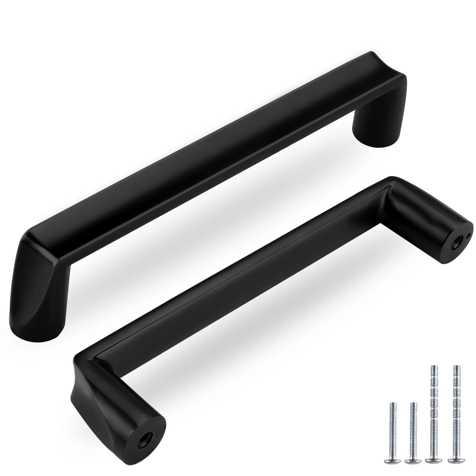 Matte Black Cabinet Handles 10-Pack - 5 Inch Hole Centers for Kitchen & Dresser Drawers
