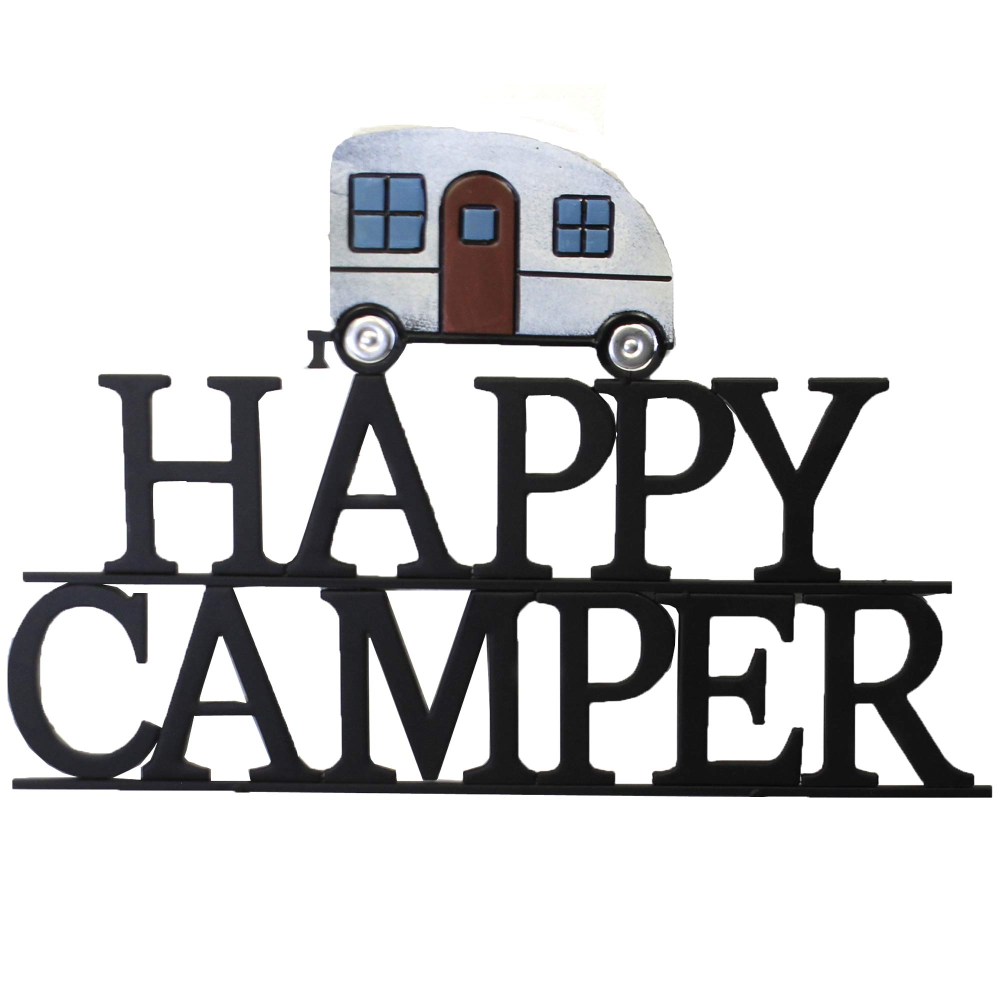 Happy Camper Metal Garden Stake - 26 Inch Outdoor Yard Decor for Vacation & Travel Themes | Perfect for Garden, Patio, and Camping Decorations