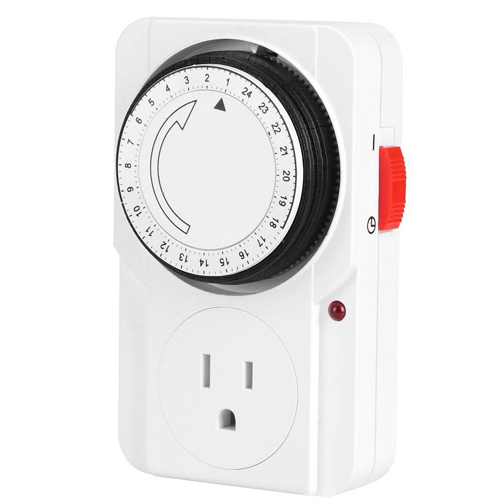 24-Hour Mechanical Outlet Timer for Lamps, Christmas Lights & Aquariums - US Plug 125V Indoor Timer for Home, Holiday Decor & Energy Saving