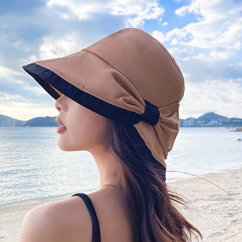 Women's Wide Brim Sun Hat with Bow Tie - UPF 50+ UV Protection, Foldable & Packable for Beach, Travel & Outdoor Activities (55-59cm, Color C) | Perfect for Summer Vacations, Gardening & Poolside Relaxation