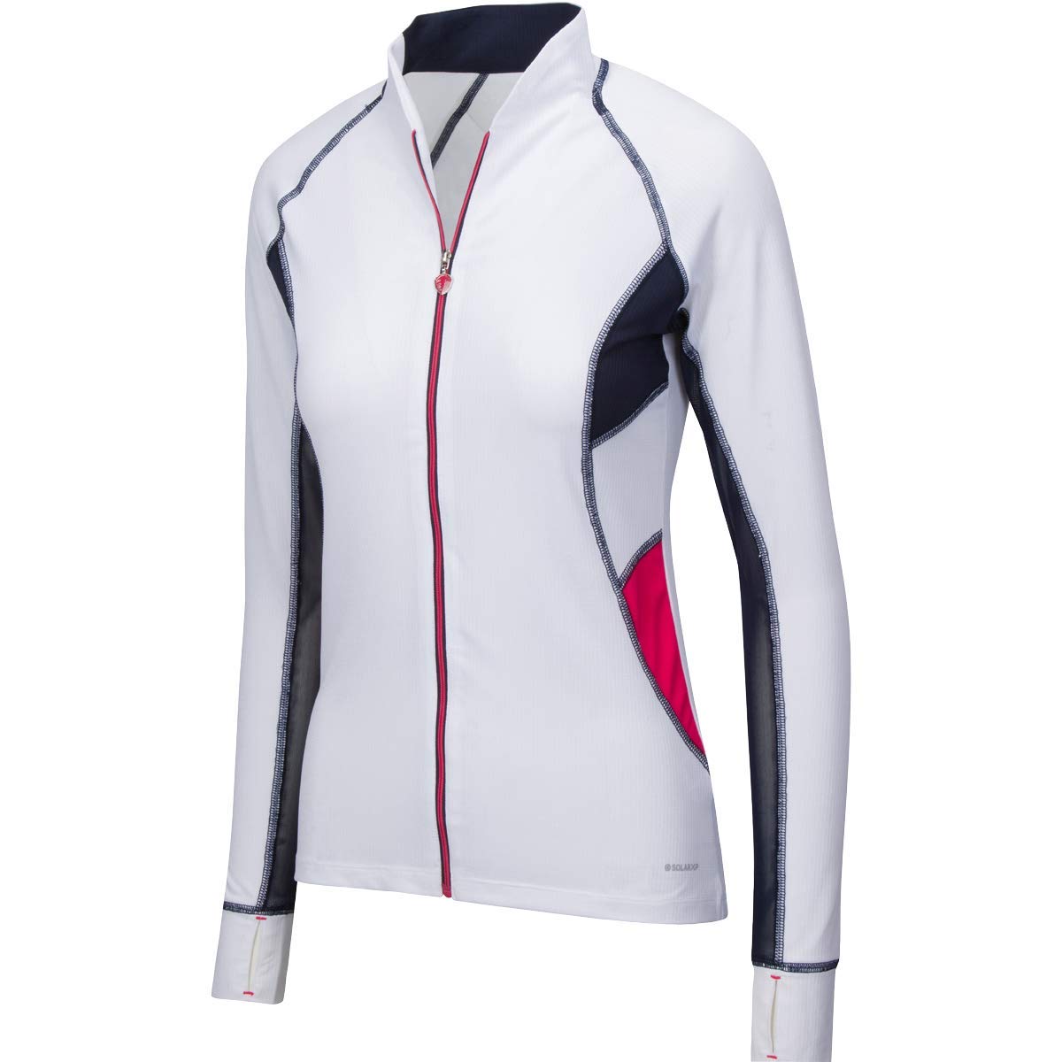Greg Norman Women's Solar Xp Reef Long Sleeve Full Zip Polo Shirt - UPF 50+ Sun Protection, Moisture-Wicking & Breathable for Golf, Tennis & Outdoor Activities