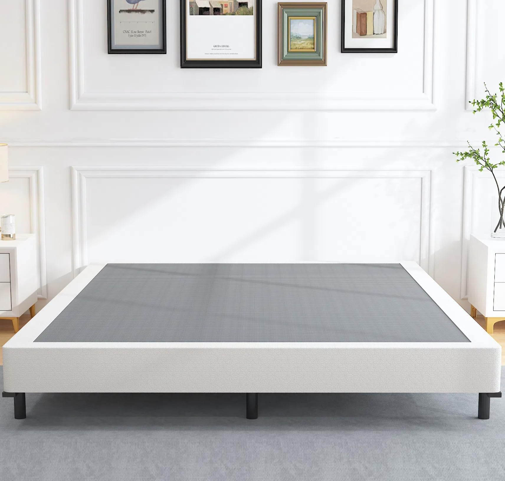 6 Inch Heavy Duty Queen Box Spring - Noise Free Metal Mattress Foundation with Easy Clean Fabric Cover, Easy Assembly - Perfect for Bedroom, Guest Room & Dormitory