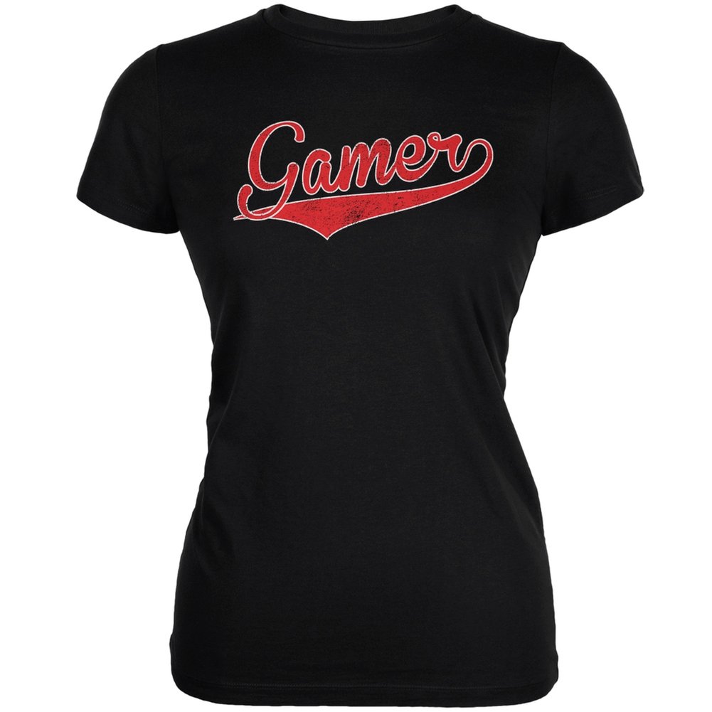 Old Glory Gamer Black Juniors Soft Cotton T-Shirt - Comfortable Gaming Tee for Women & Girls - Perfect for Casual Wear, Gaming Events & Everyday Outfits