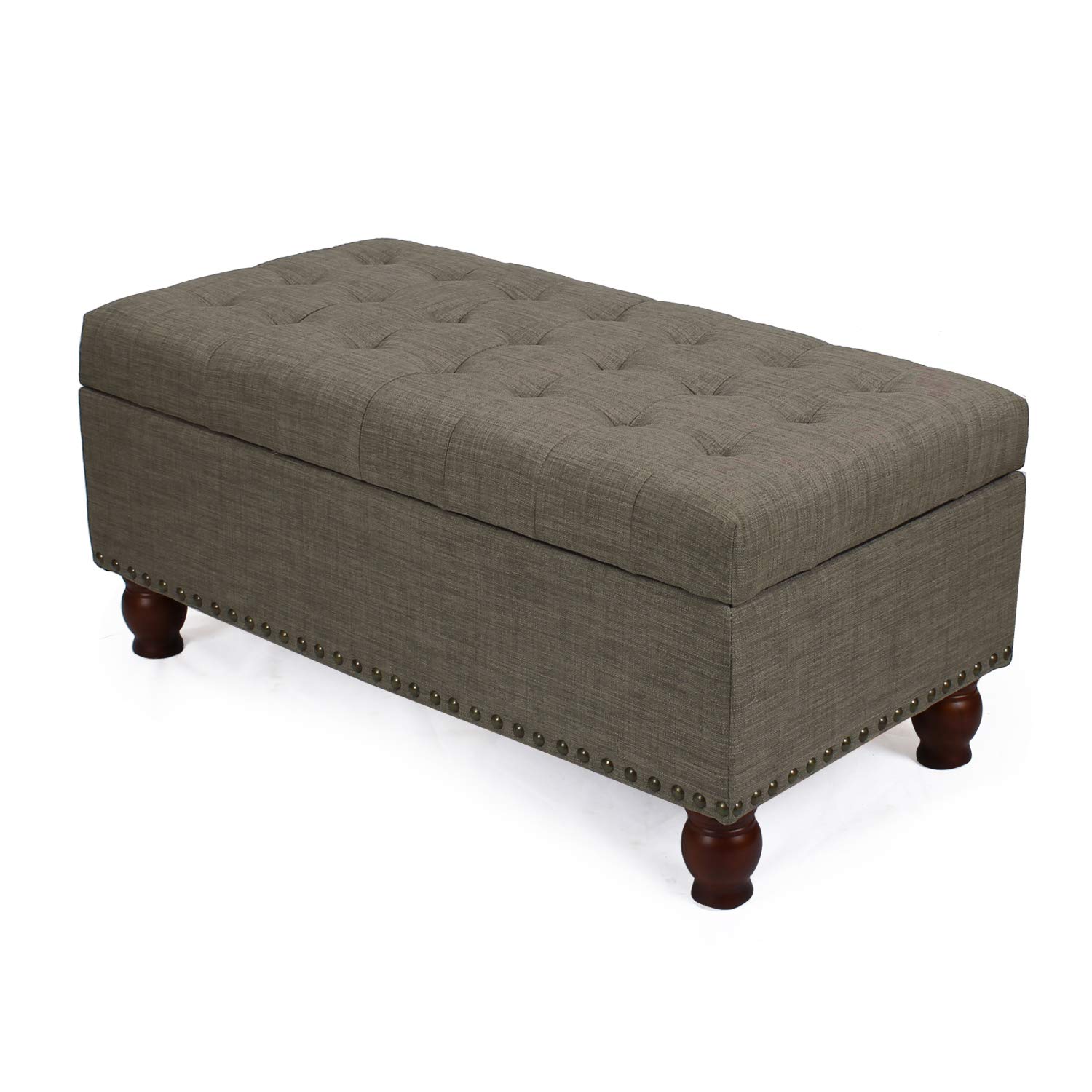 Joveco Fabric Storage Ottoman - Rectangular Tufted Bench with Lift Top, Multi-Functional Coffee Table & Footrest Stool for Living Room, Entryway, Bedroom - Sandstone Brown | Perfect for Extra Seating, Hidden Storage & Home Decor