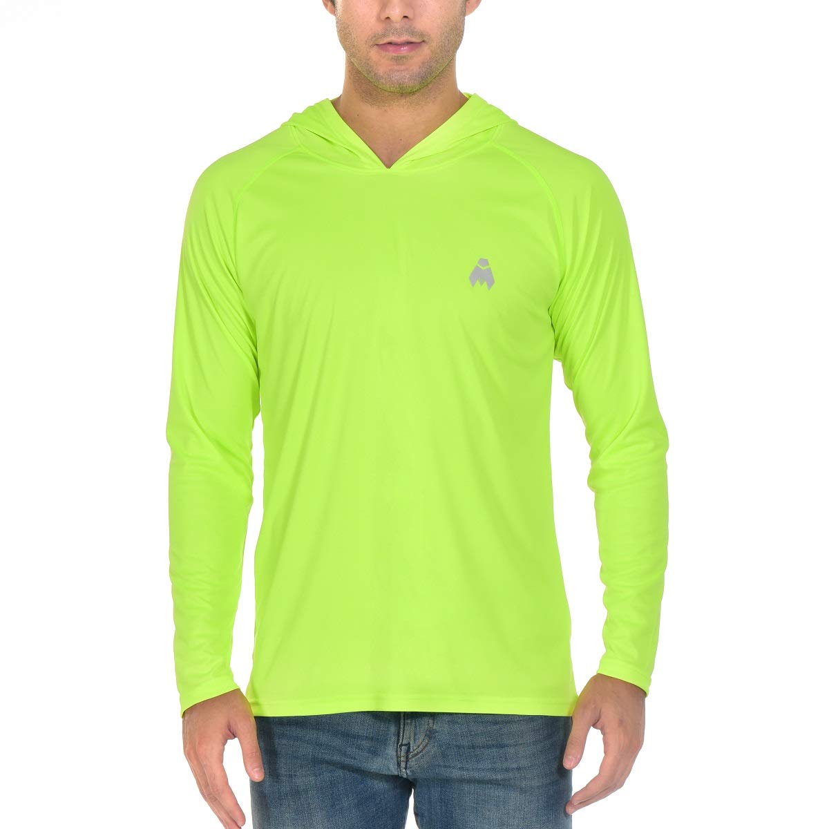 **Men's UPF 50+ Long Sleeve Rash Guard Shirt - UV Protection Sun Shirt for Golf, Fishing, Hiking & Running - Lightweight Hooded Outdoor Activewear**