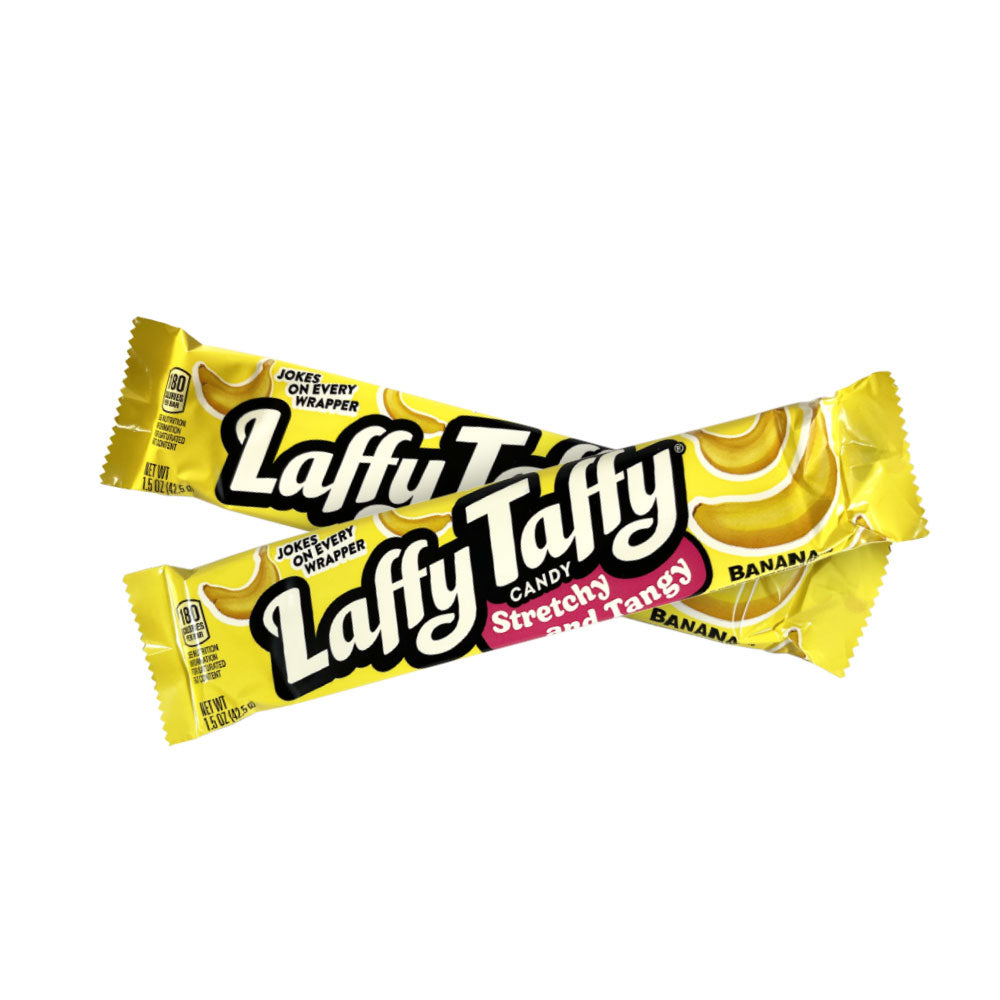 Ferrara Laffy Taffy Banana Candy - 1.5oz (24 Count Bulk Pack) - Perfect for Halloween, Party Favors & Office Snacks