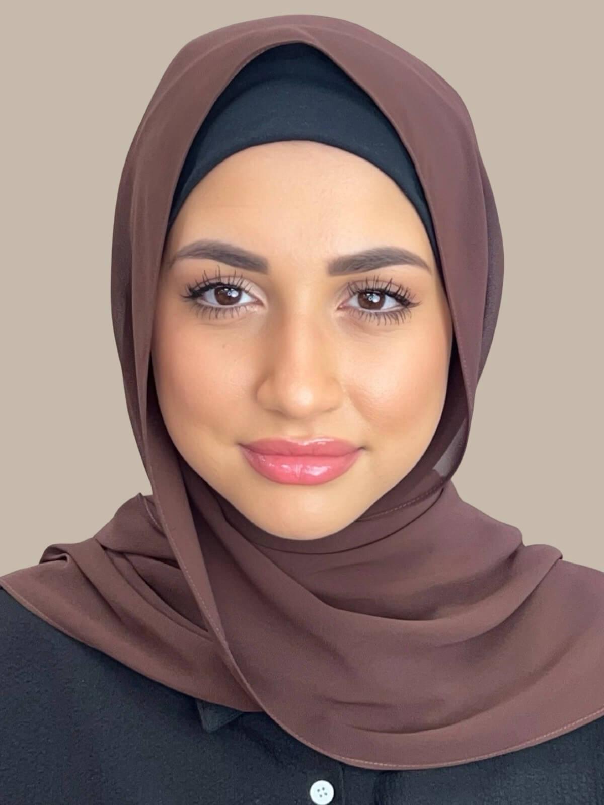 Premium Chiffon Hijab for Women - Soft & Breathable Brunette Scarf - Perfect for Daily Wear, Prayer, and Special Occasions