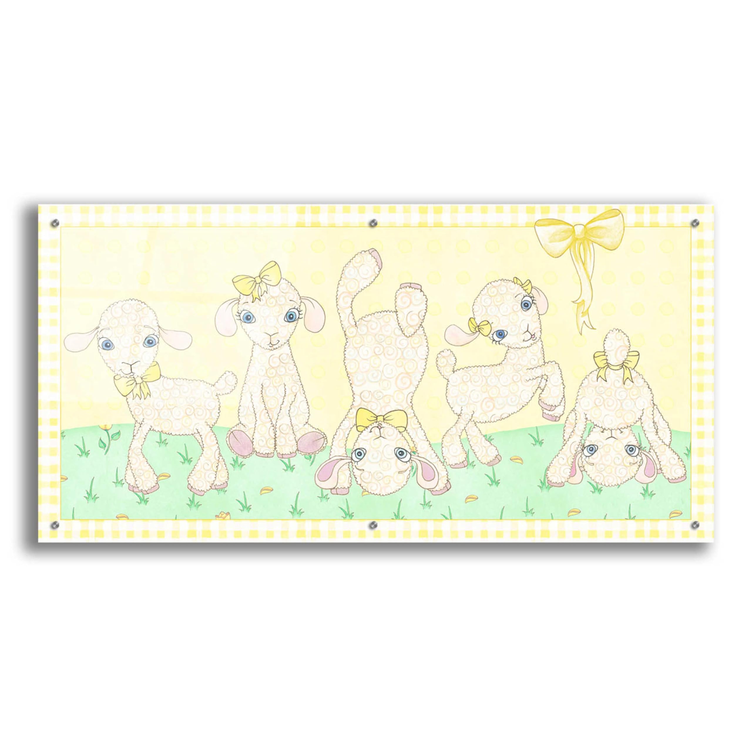 Epic Art 'Baby Shower Yellow Lambs' by Elyse DeNeige - 48x24 Inch Acrylic Glass Wall Decor - Nursery & Kids Room Artwork - Perfect for Baby Showers, Gender Reveals & Newborn Gifts