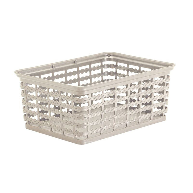 Rimax 10 x 7.5 Inch Medium Woven Storage Basket - Beige | Foldable Organizer Bin for Home, Office, Nursery & Closet | Perfect for Toys, Laundry, Blankets & Supplies