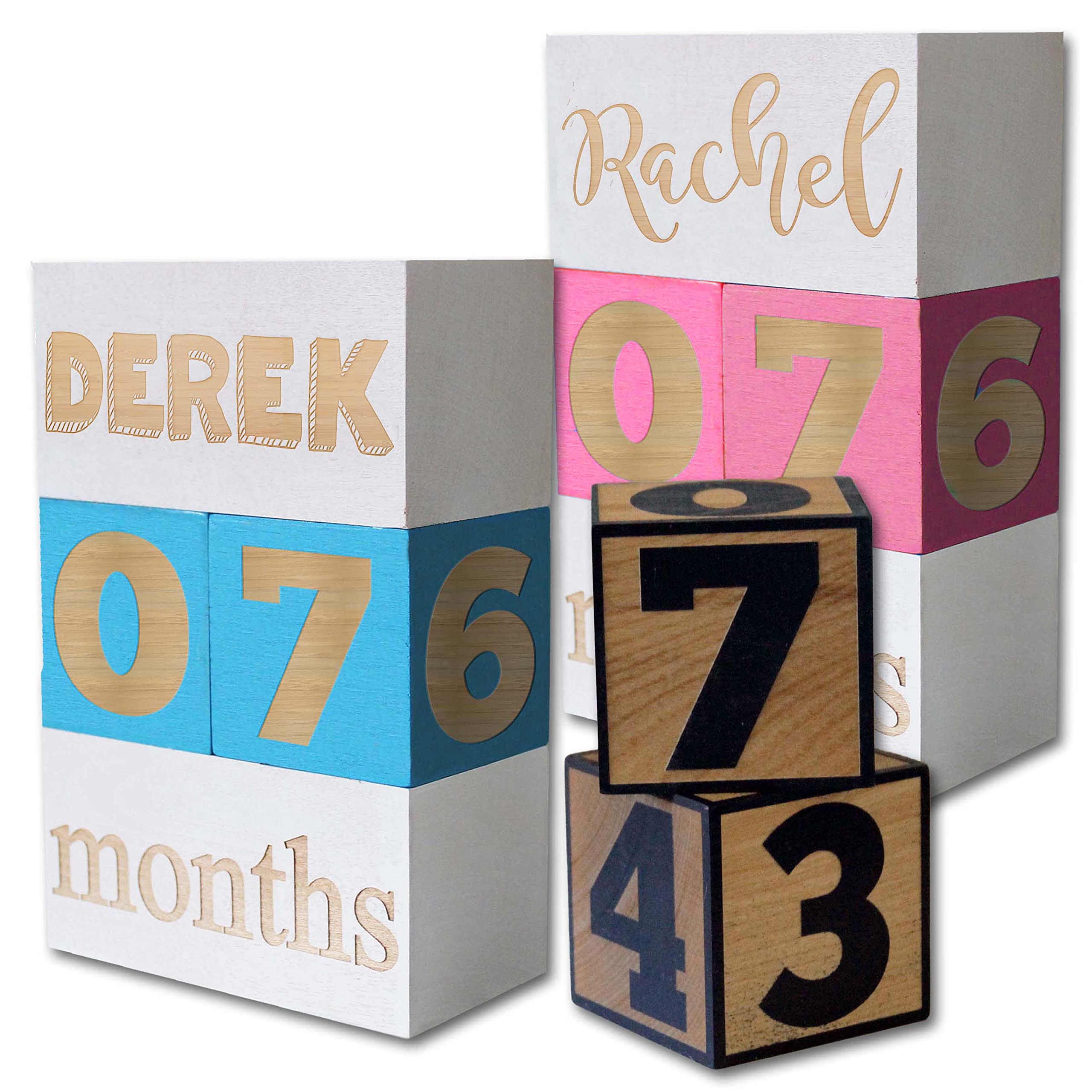 Personalized Baby Milestone Blocks - Solid Natural Wood Age Blocks for Monthly Photo Props | Keepsake Gifts for Newborns & Toddlers | Perfect for 1st Birthday, Monthly Milestone Photos & Nursery Decor