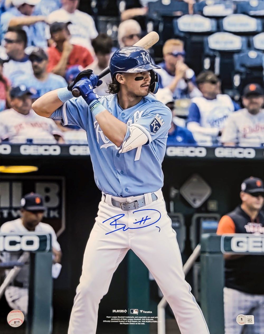 Bobby Witt Jr Autographed 16x20 Kansas City Royals Blue Jersey Photo - Limited Edition BAS ITP Certified - Perfect for Sports Memorabilia Collections & Royals Fan Gifts