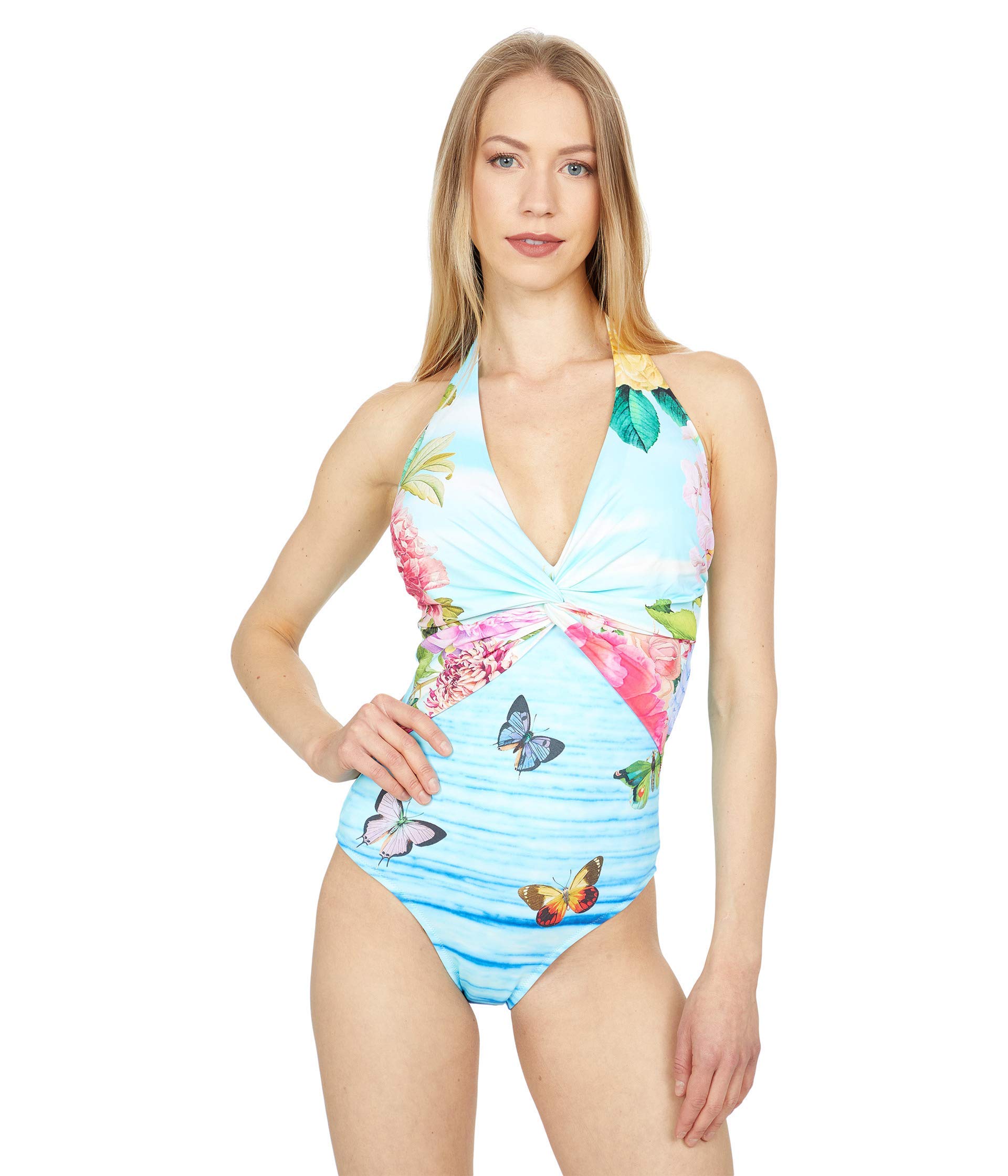 Johnny Was Costa Azul Twist One-Piece Swimsuit - Stylish Boho Floral Print Bathing Suit for Women | Perfect for Beach Vacations, Pool Parties & Summer Getaways