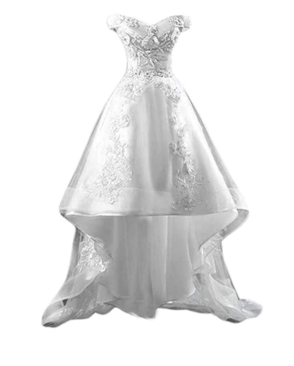 ANGELA Women's Off Shoulder High Low Prom Dresses 2023 - Elegant Applique Homecoming Gowns for Teens - Perfect for Prom Night, Formal Dances & Special Occasions