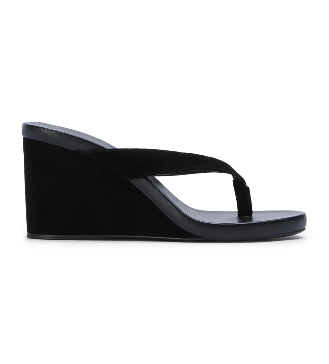 Avanti Black Suede Wedge Thong Sandals for Women - Comfortable Summer Beach Sandals with Cushioned Footbed | Perfect for Vacation, Poolside, and Casual Outings
