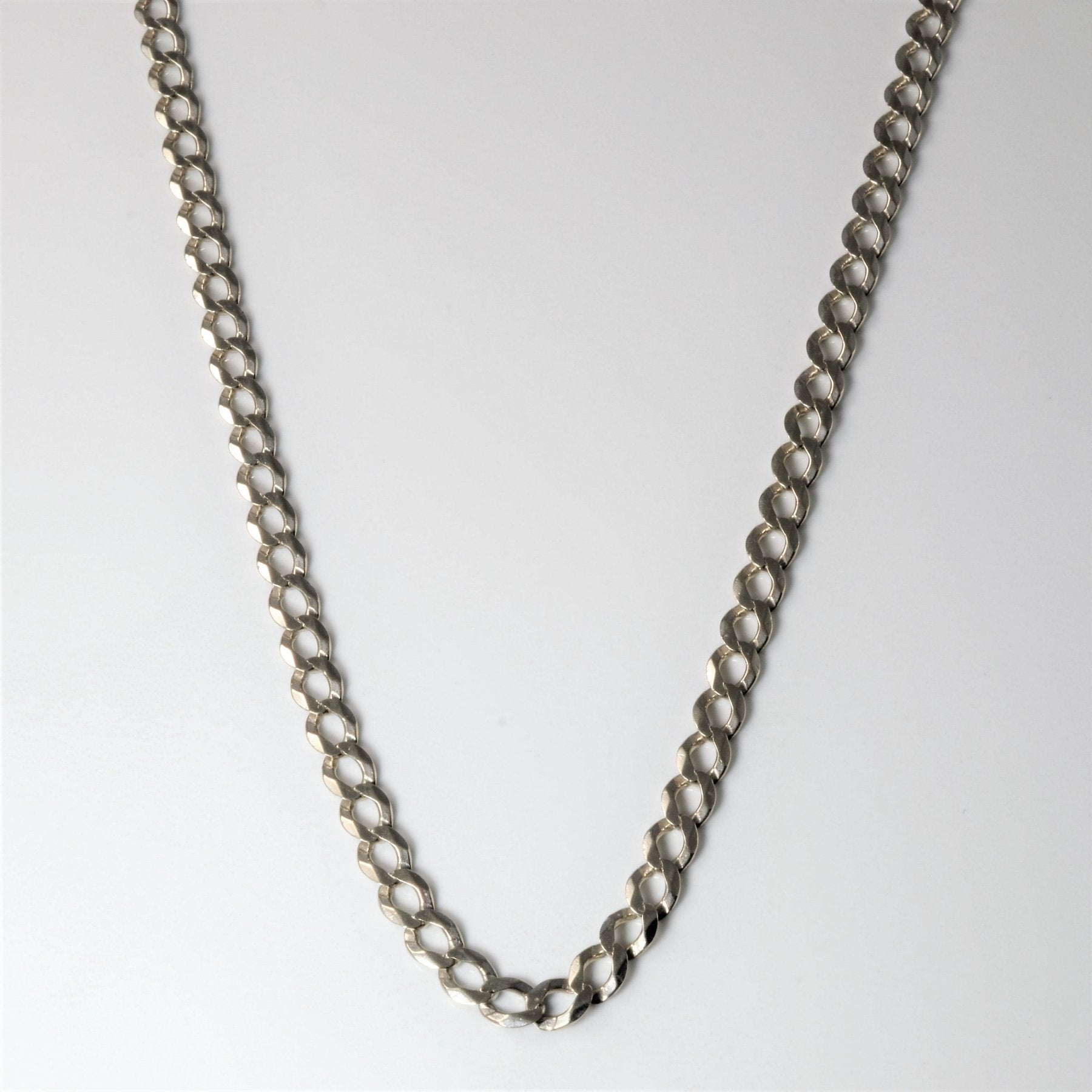 10K White Gold Cuban Link Chain Necklace 26