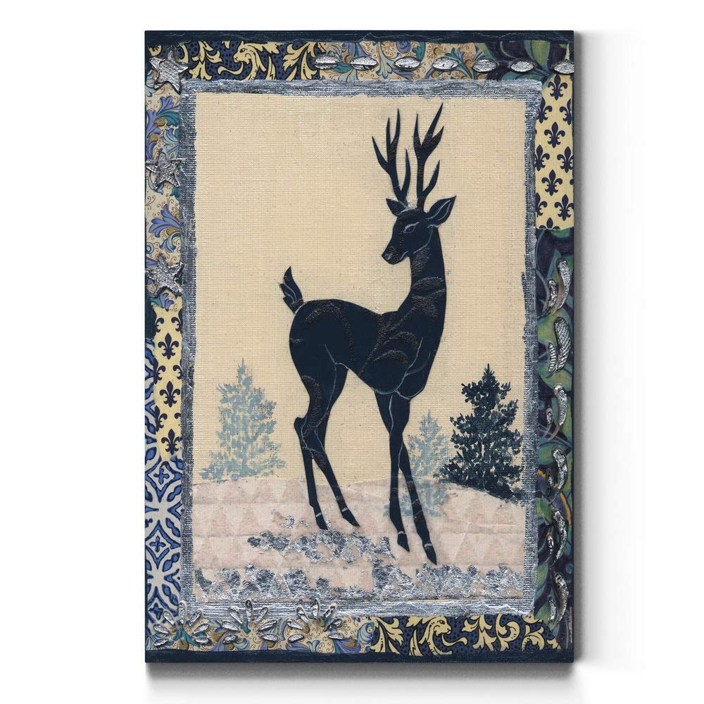 Deer Silhouette Christmas Canvas Wall Art - 32x48 Inch Holiday Decor for Home, Hot Chocolate & Gingerbread House Theme - Perfect for Living Room, Bedroom or Office Seasonal Decoration