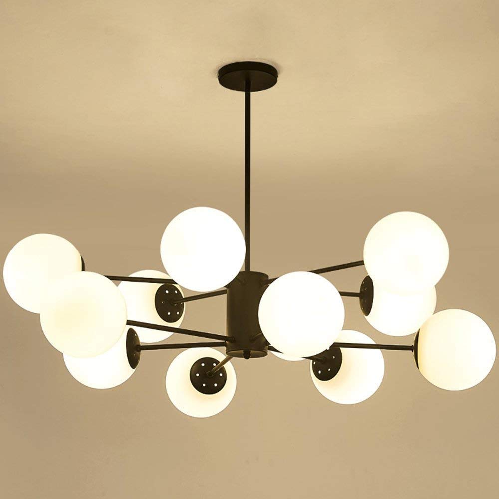 12-Lights Modern Glass Chandelier - Elegant Ceiling Pendant Lamp for Bedroom, Living Room & Hotel Decor