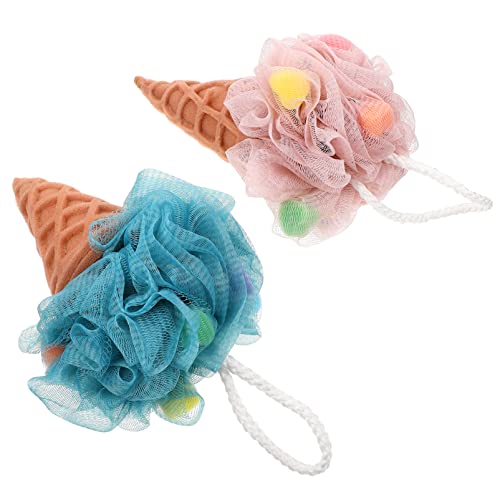 EXCLUZO 2-Pack Exfoliating Shower Sponge & Loofah Pouf - Soft Mesh Bath Scrubber for Men & Women - Perfect for Body Wash, Soap Lathering & Skin Exfoliation in Shower or Bathroom