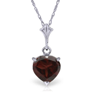 1.15 Carat 14K Solid White Gold Garnet Pendant Necklace - Elegant Birthstone Jewelry for Women, Perfect Gift for Anniversary, Valentine's Day & Special Occasions