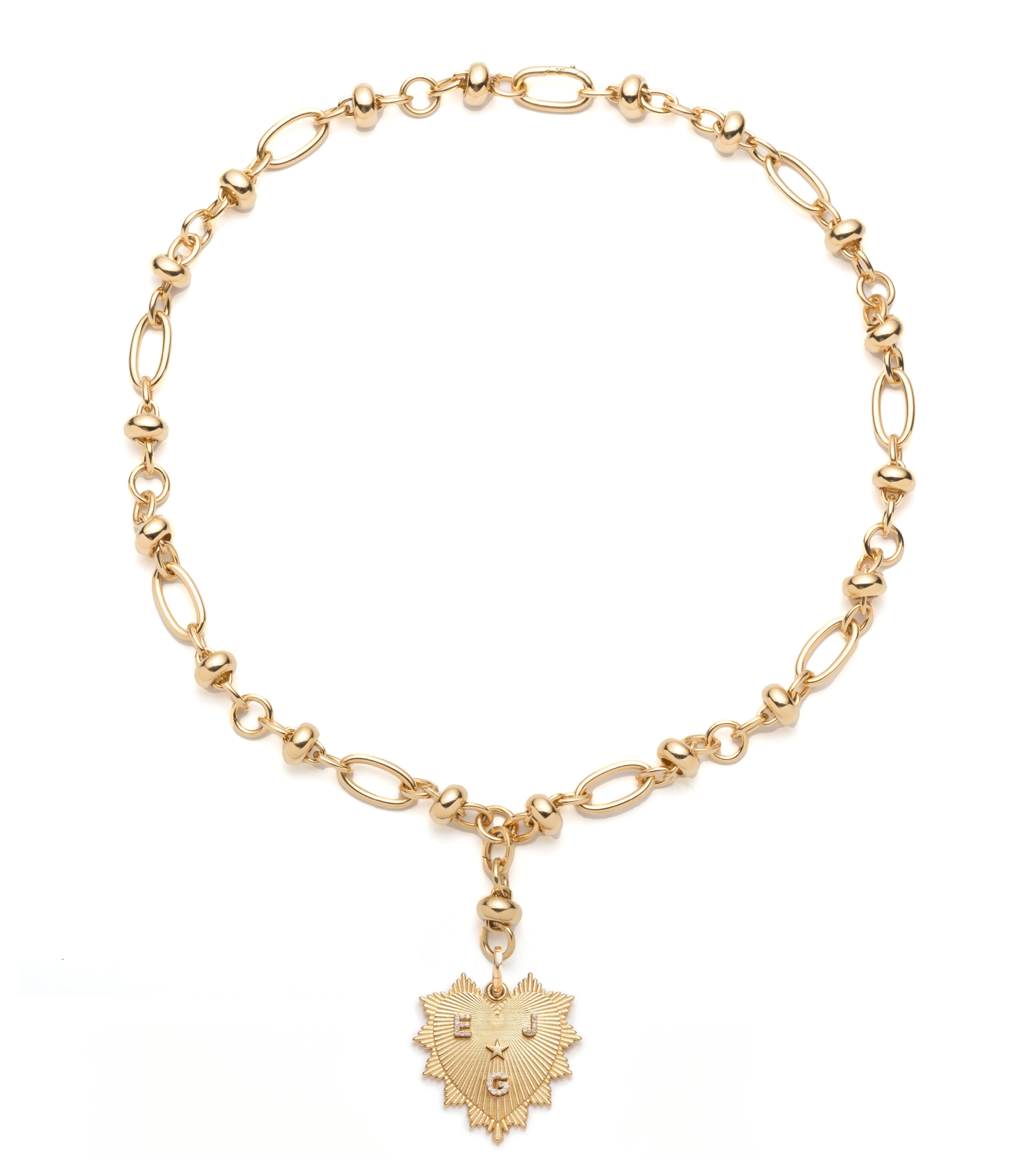 Custom Heart Love Token Orbit Extension Necklace in 14K Yellow Gold with Genuine Diamonds - Romantic Gift for Anniversary, Valentine's Day & Couples Jewelry