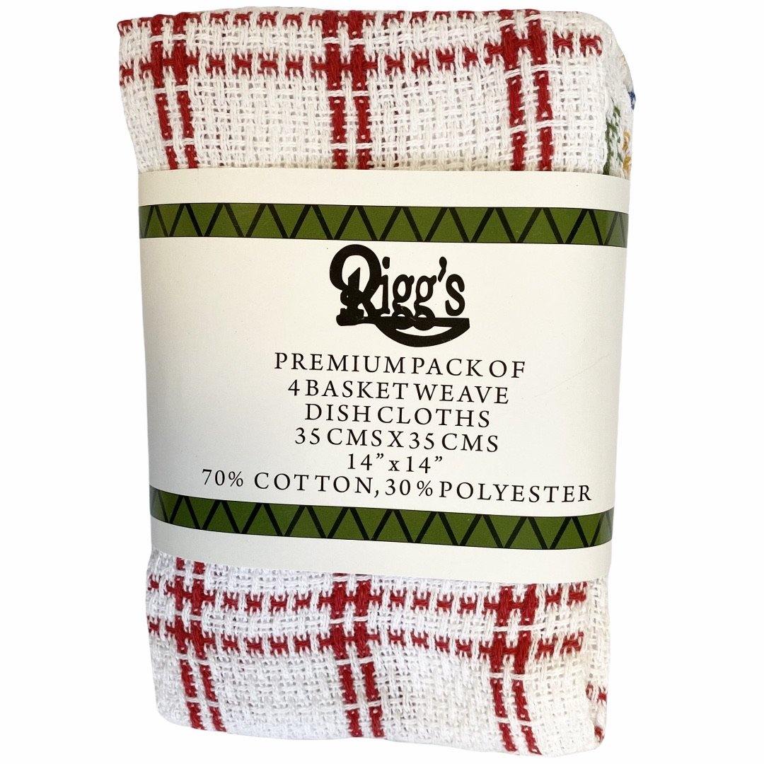 Premium Riggs Basket Weave Dish Cloths Set of 4 - Super Absorbent & Durable Cotton Kitchen Towels for Washing Dishes, Cleaning Countertops & Drying Hands - Perfect for Home, Restaurant & RV Use