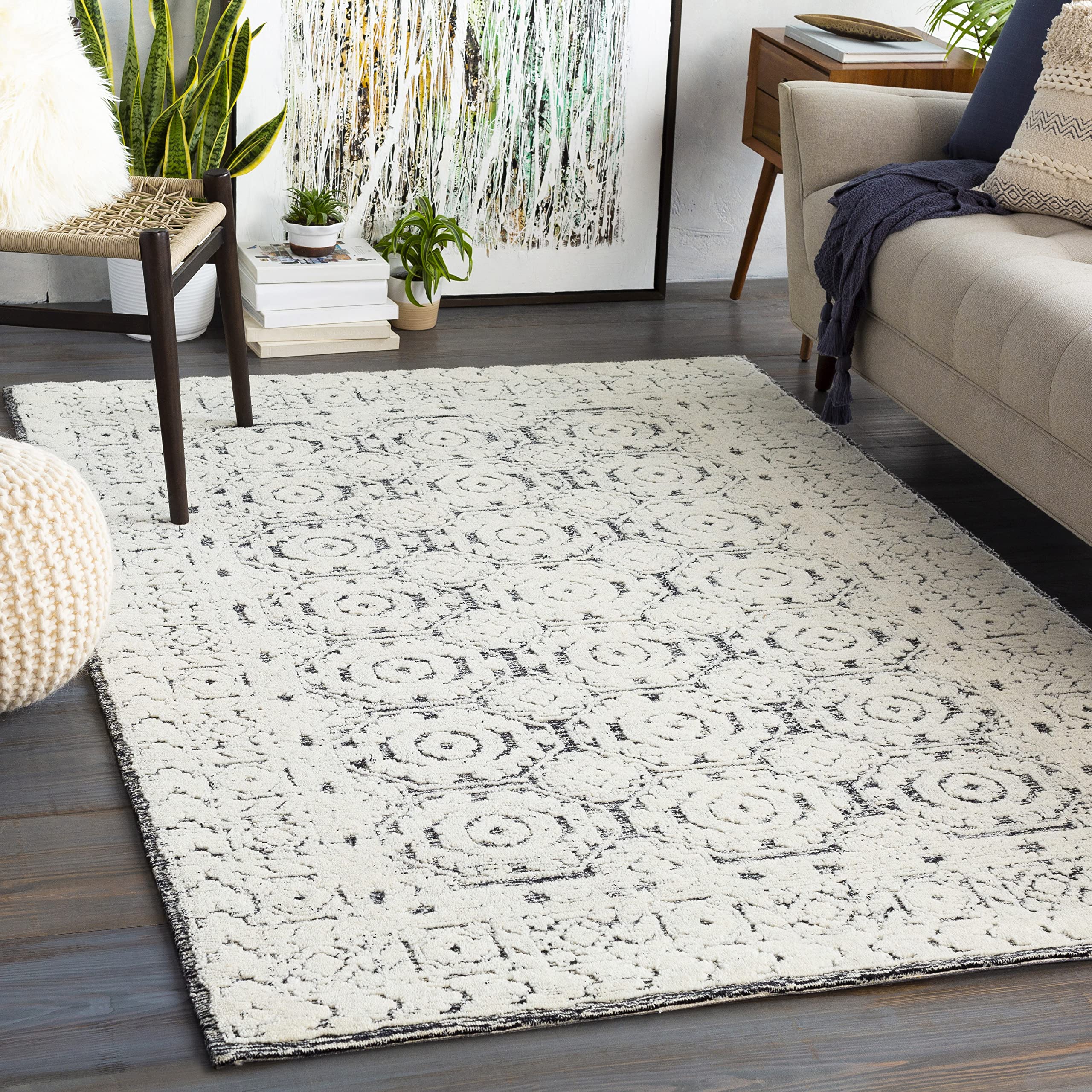 Mark&Day 2x3 Hello Transitional Black/Beige Area Rug - Soft Non-Slip Carpet for Living Room, Bedroom, Kitchen - Perfect for Home Decor & High Traffic Areas (2' x 3')