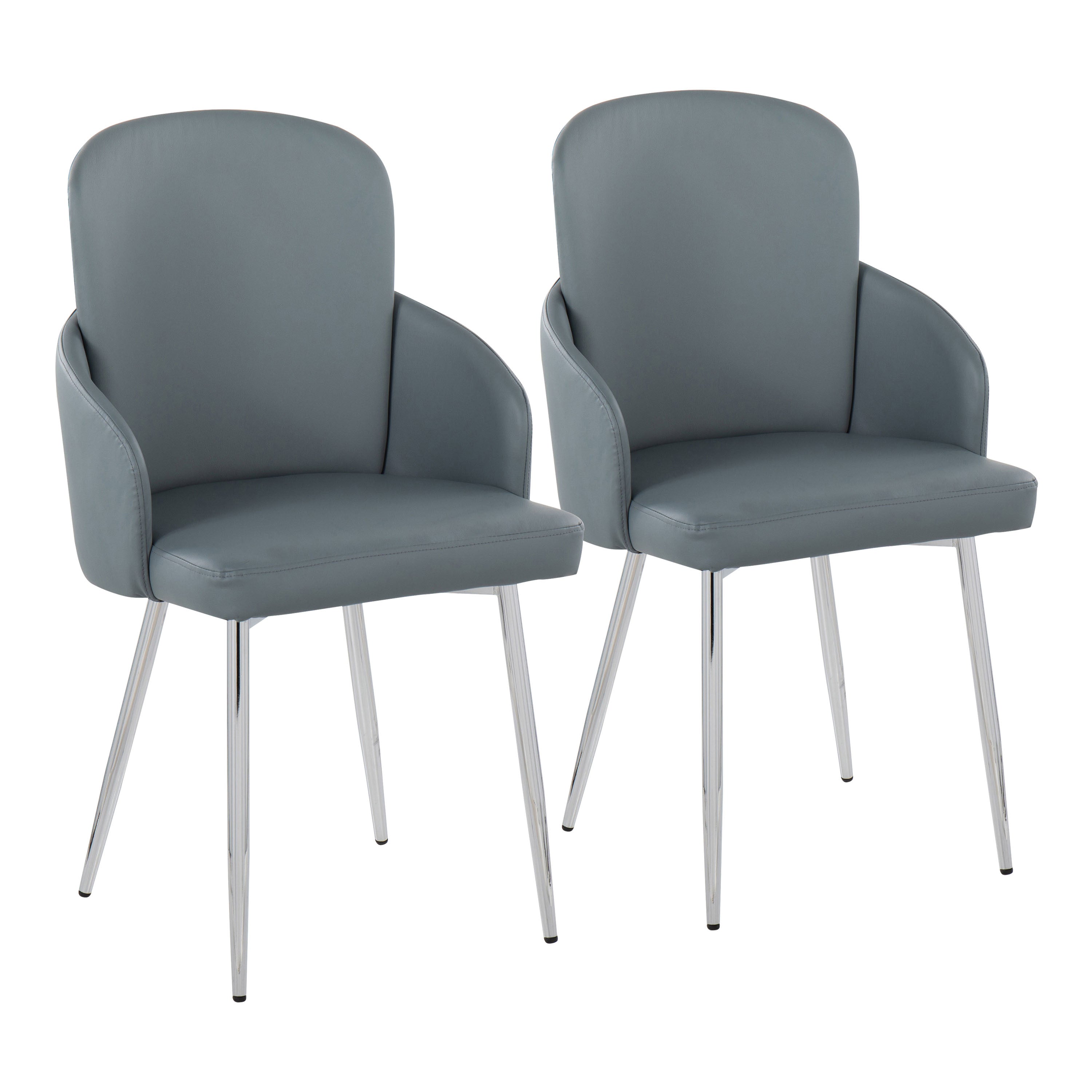 LumiSource Dahlia Modern Dining Chairs - Set of 2 Chrome Metal Frame with Grey Fabric Upholstery | Elegant Contemporary Seating for Dining Room, Kitchen, or Breakfast Nook