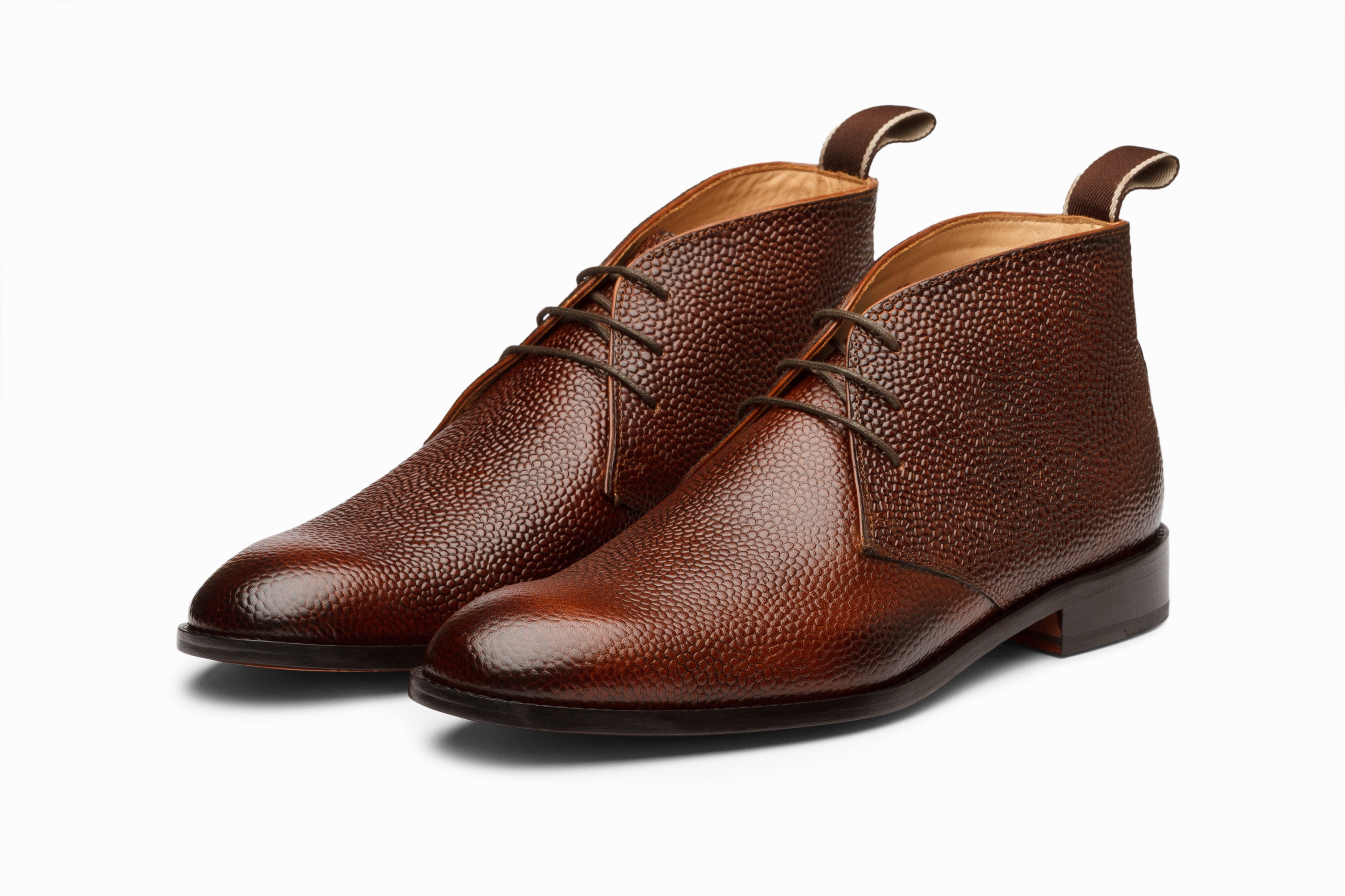 Men's Brown Grain Leather Chukka Boots - Comfortable Casual & Dress Shoes for Work, Outdoor & Everyday Wear
