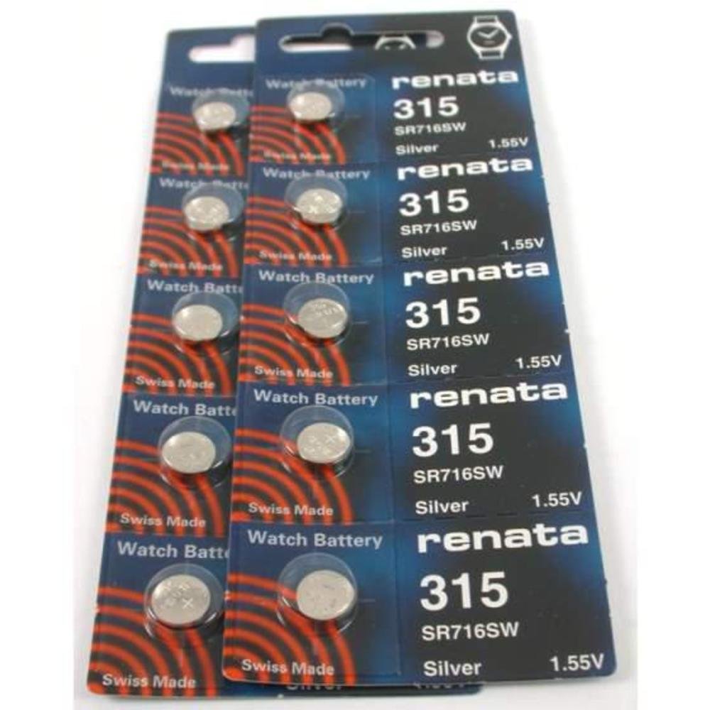 Renata 315 Silver Oxide Watch Batteries 10-Pack - Long-Lasting Power for Watches, Calculators & Small Electronics - Perfect Replacement for Timex, Casio & More
