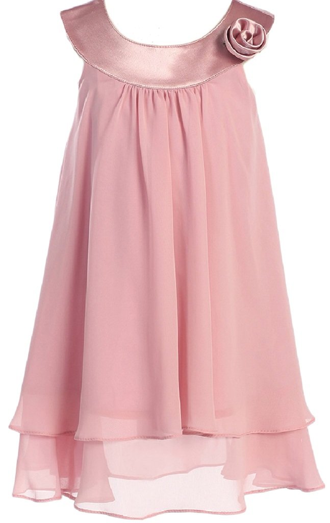 Hand Rolled Rose Chiffon A-Line Flower Girl Dress for Little Girls - Perfect for Weddings, Parties & Special Occasions