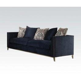 Acme Phaedra Blue Fabric Sofa with 5 Decorative Pillows 52830 - Perfect for Living Room, Lounge & Family Room Comfort