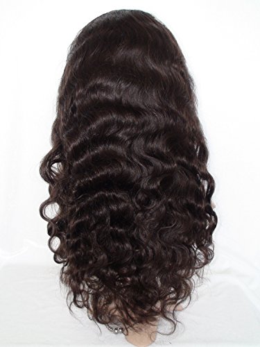 2018 DaJun 18 Inch Full Lace Human Hair Wigs for Black Women - Peruvian Virgin Remy Body Wave #2 Color | Natural Look for Daily Wear, Parties & Special Occasions