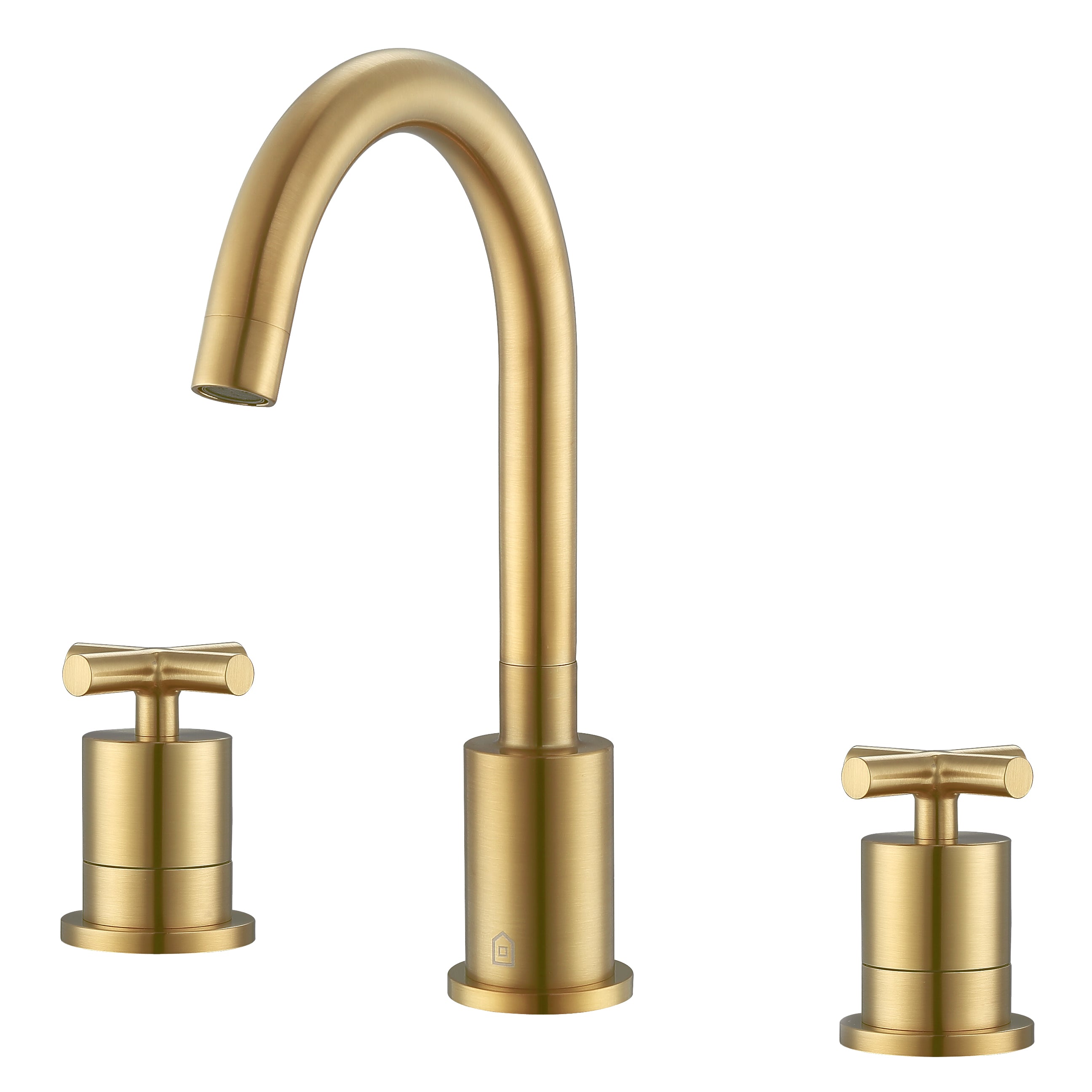 Ancona Ava Series Widespread Cross Handle Bathroom Faucet in Brushed Titanium Gold - Modern Bathroom Sink Faucet for Vanity, Powder Room & Guest Bath Installation