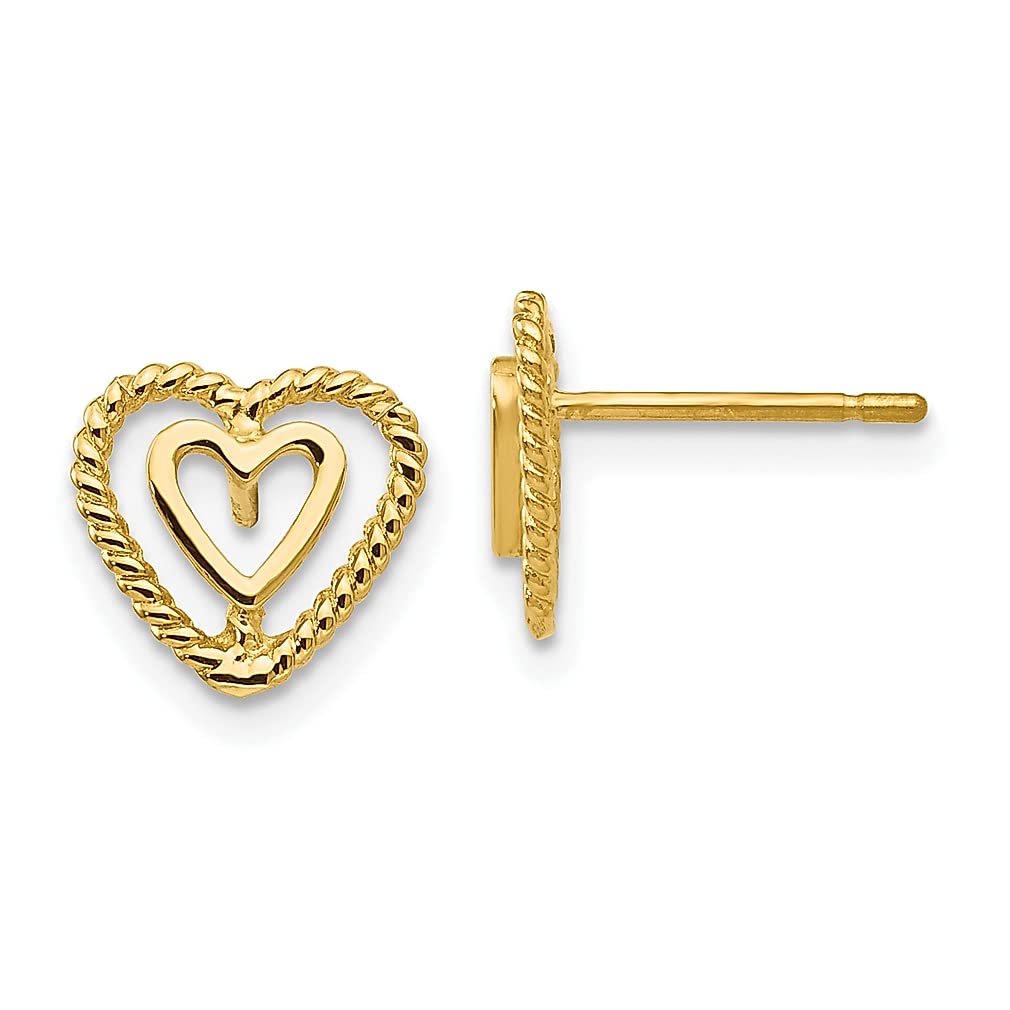 14K Yellow Gold Heart Earrings for Women - Dainty Love Jewelry Gift for Her, Anniversary, Valentine's Day & Special Occasions