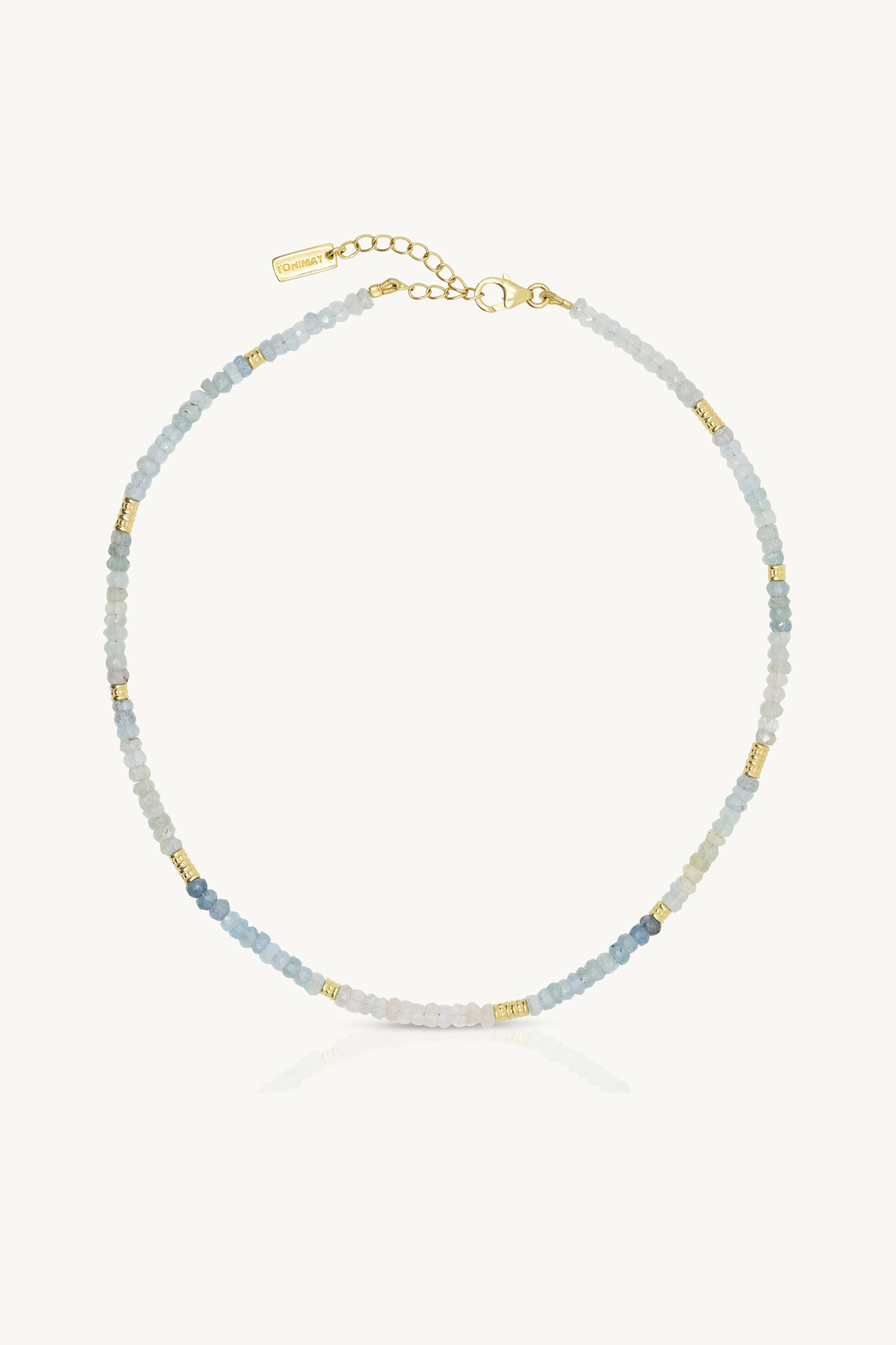 Elegant Aquamarine Gold Beaded Necklace | Dainty Blue Gemstone Jewelry for Women | Perfect for Weddings, Parties & Everyday Wear
