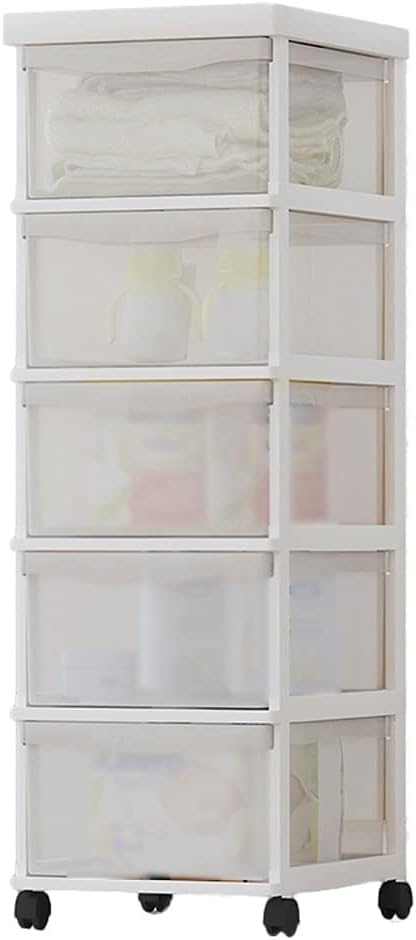 3-Tier White Transparent Plastic Storage Bins with Wheels - Mobile Office Storage Cabinet, Drawer Organizer for Home, Office & Classroom Use