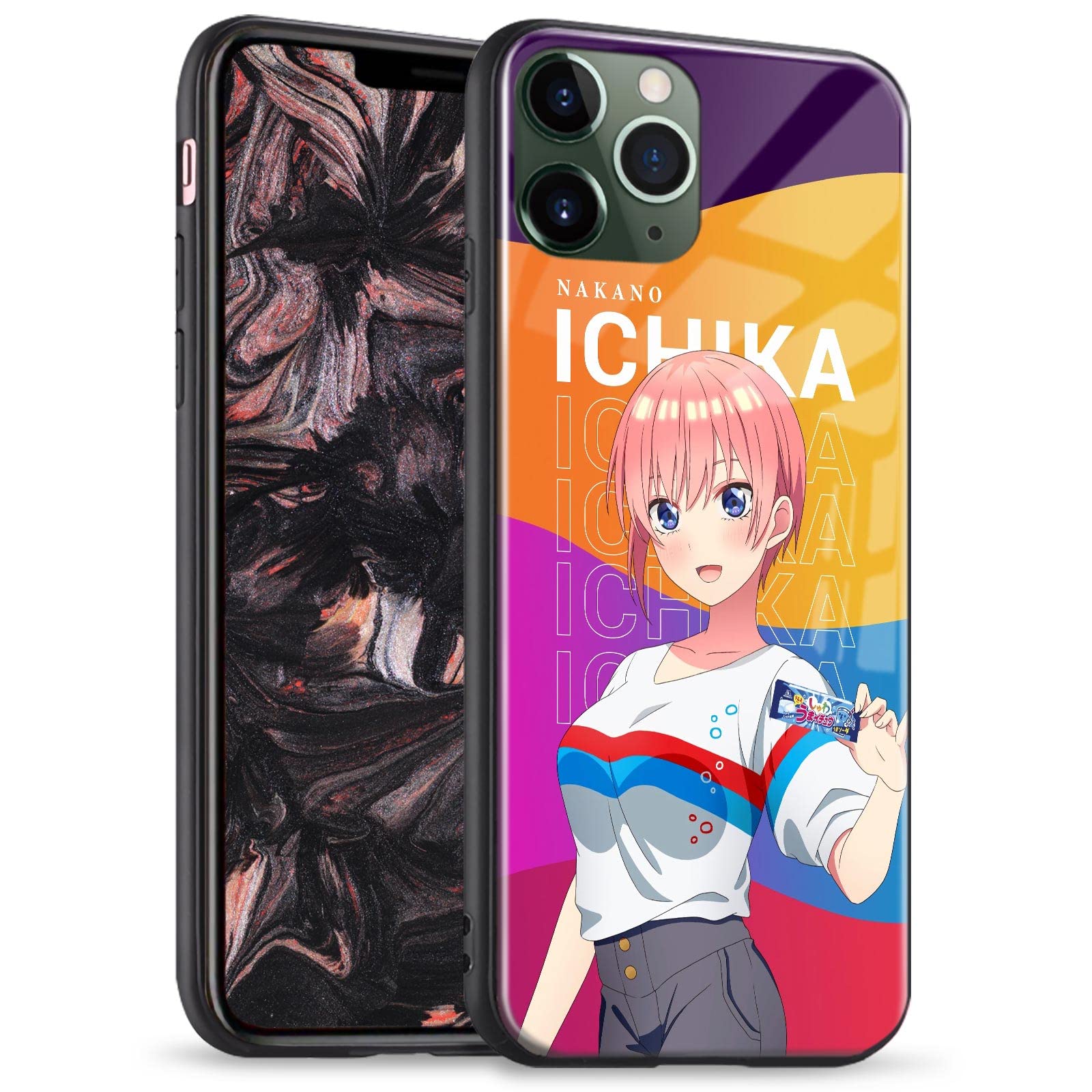 Anime Manga Design Glossy Glass Phone Case for iPhone 13 Pro - Nakano Ichika Pattern, Protective Cover with Stylish Japanese Art for Anime Fans | Perfect for Cosplay, Conventions & Everyday Use