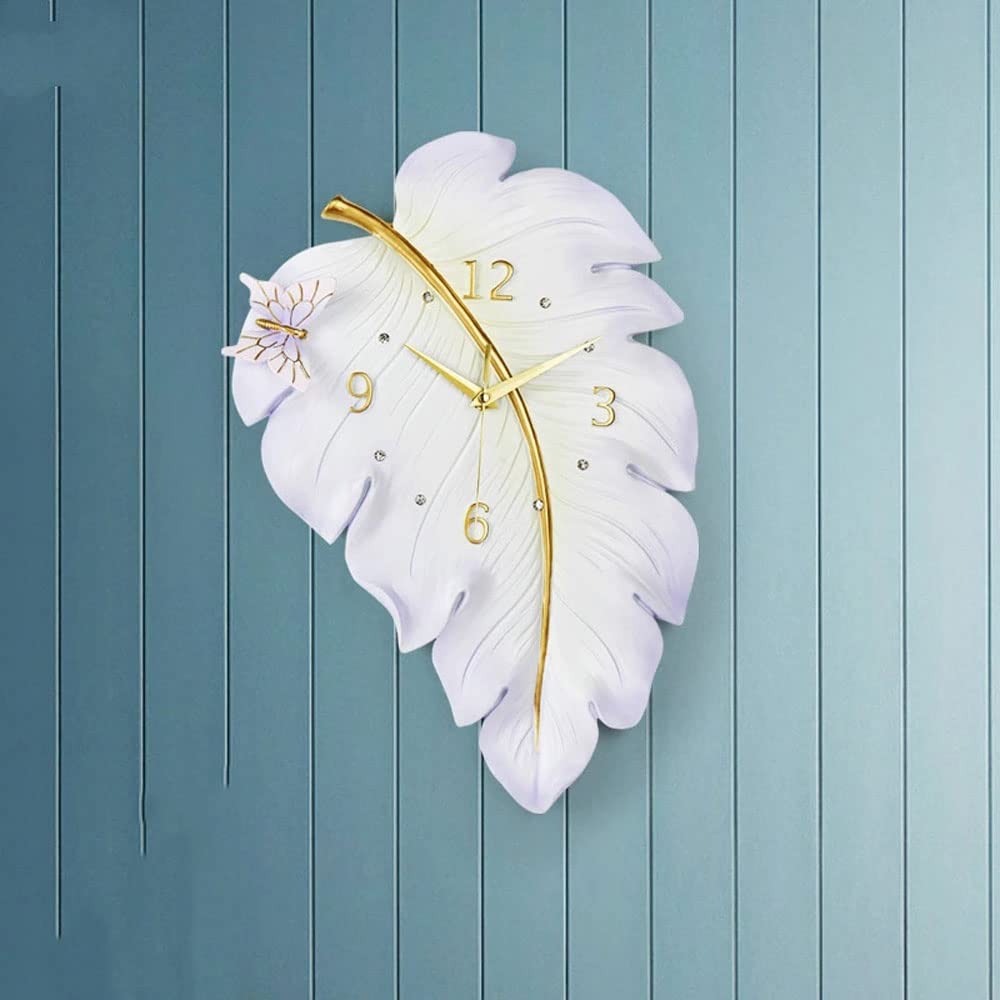 Creative Leaf Shaped Wall Clock - Silent Non-Ticking Modern Home Decor for Living Room & Bedroom - Elegant Wall Art for Nature-Inspired Interior Design | Perfect for Home, Office, Nursery & Gift Giving