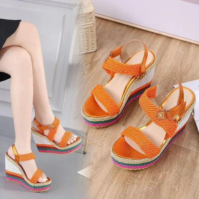 Women's Comfortable Casual Peep Toe Wedge Sandals - Perfect for Summer Outings, Beach Vacations & Date Nights