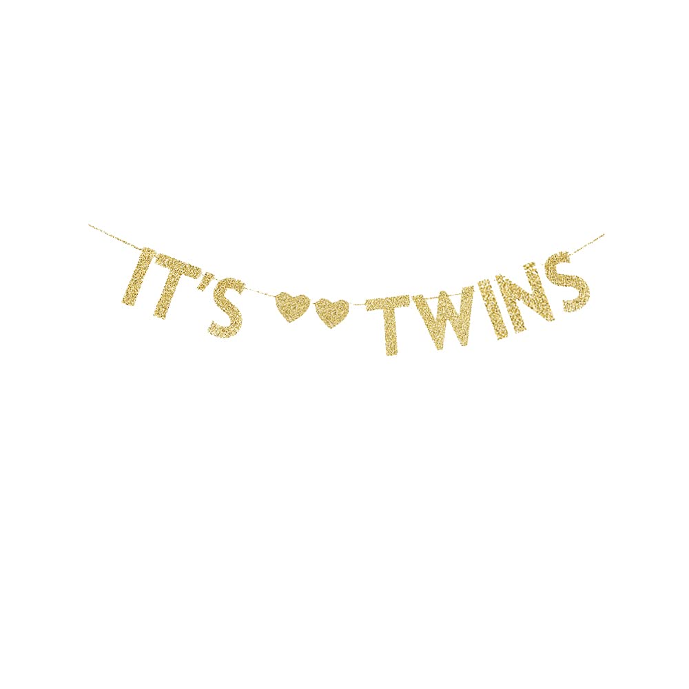 Twins Baby Shower Banner - Gold Glitter Gender Reveal Party Decorations for Twins | Perfect for Baby Showers, Gender Reveal Parties & Nursery Decor
