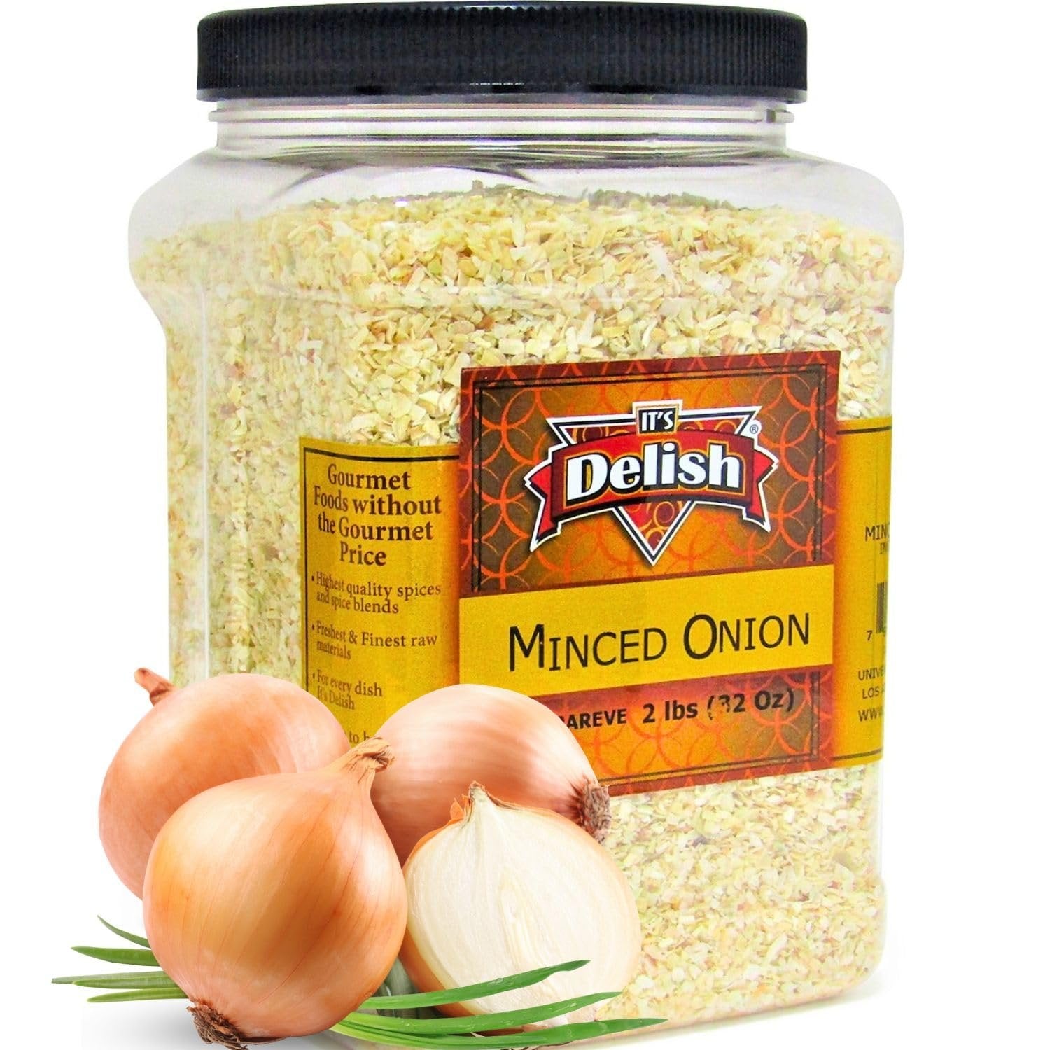 Premium Minced Onion by It’s Delish - 2 lbs (32 Oz) Bulk Size Jar - Perfect for Cooking, Baking & Seasoning Soups, Stews, and Casseroles