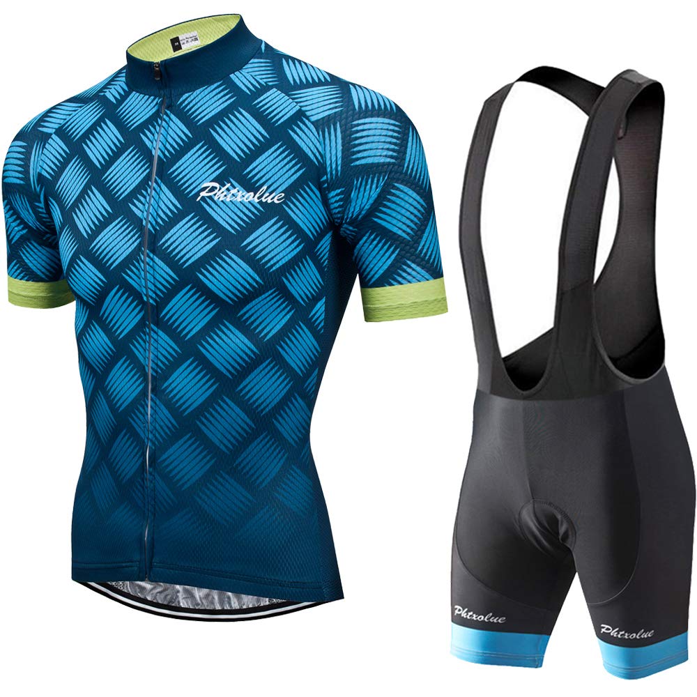 Premium Men's Cycling Jersey & Bib Shorts Set - Breathable, Moisture-Wicking Bicycle Outfit for Road & Mountain Biking | Comfortable Cycling Uniform for Training & Racing
