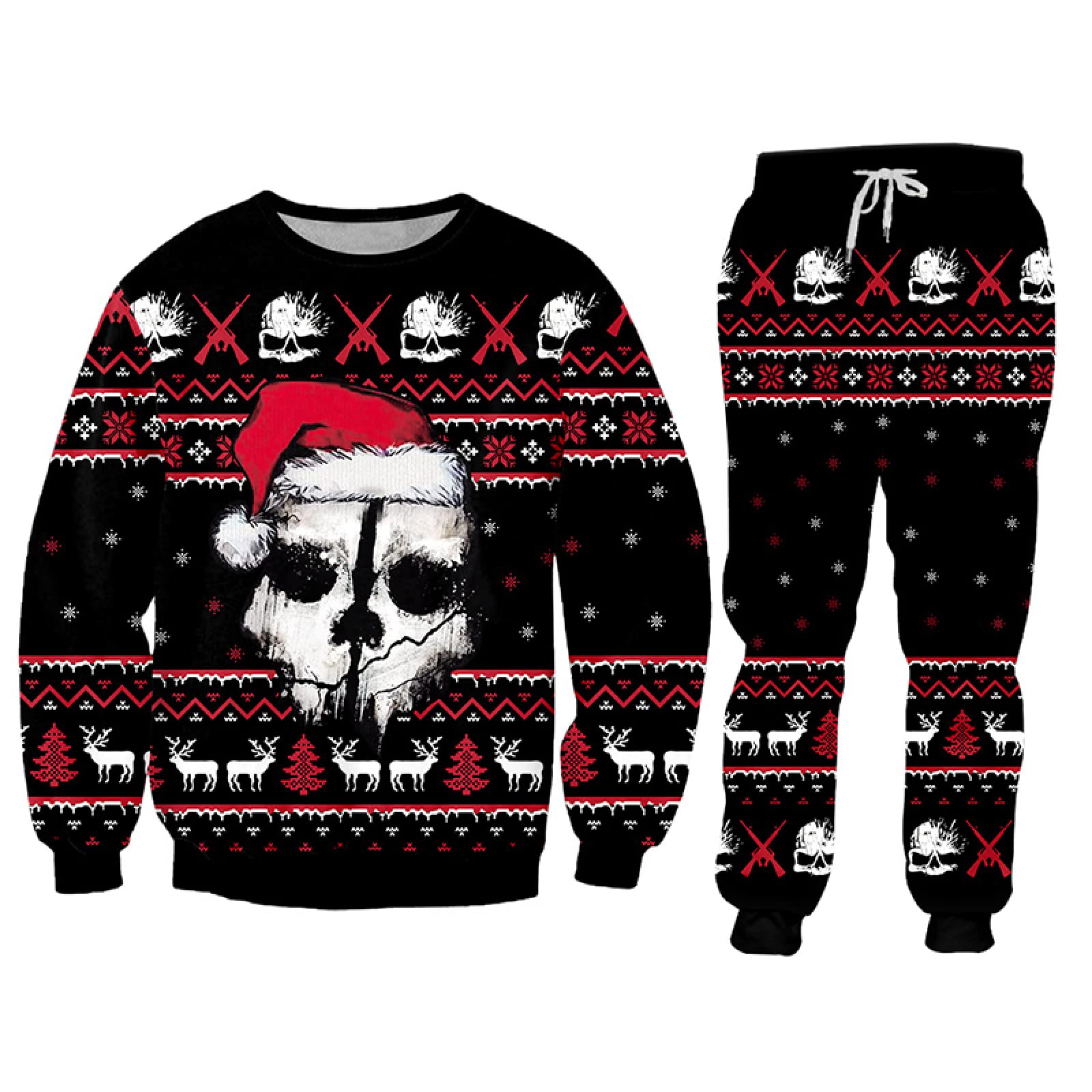 **Men's 3D Skull Printed Oversized Jogging Tracksuit - Christmas Family Matching Sweaters & Sweatshirts Outfit for Casual Wear, Gym, and Holiday Parties**