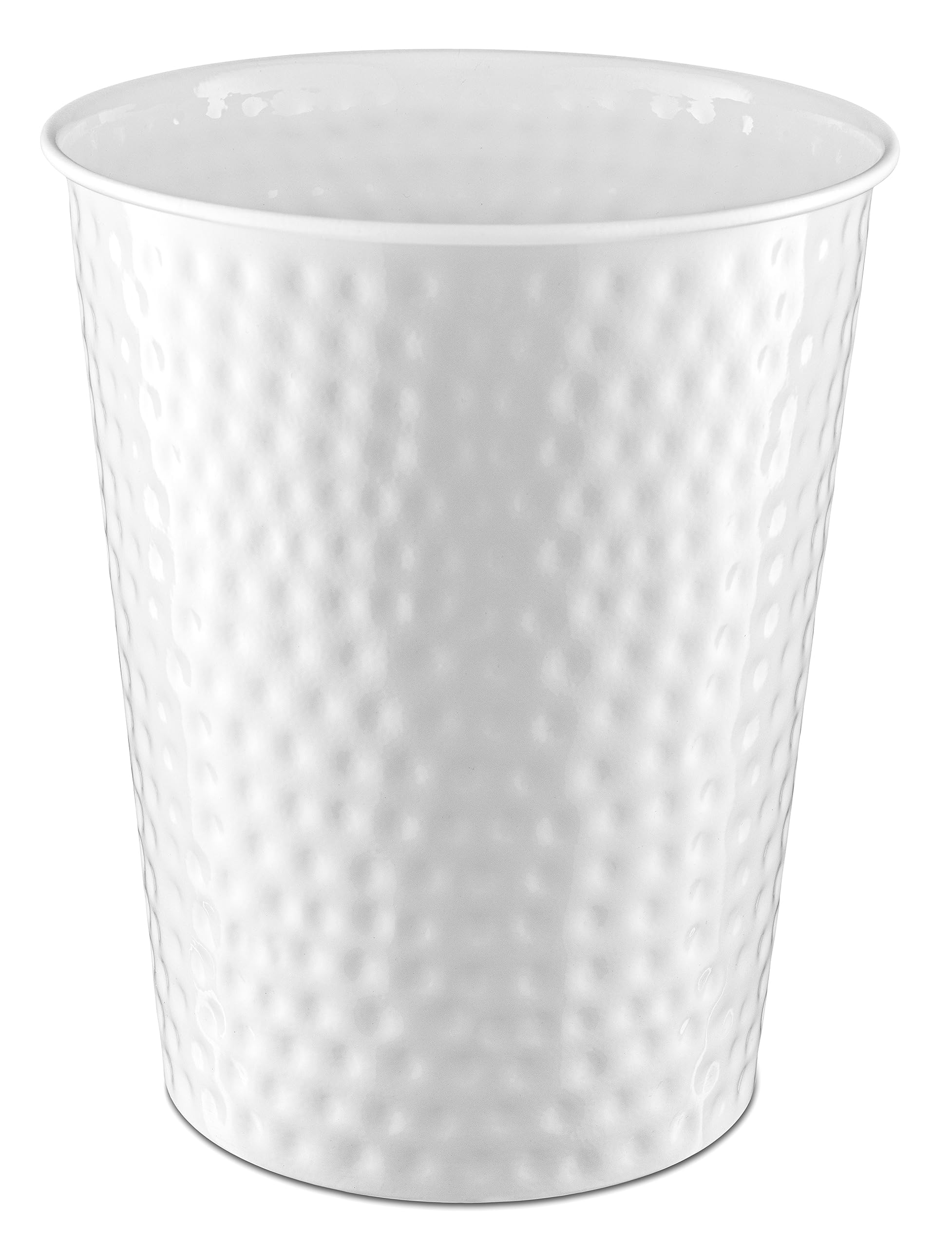 Monarch Abode 19028 Hand Hammered Metal Wastebasket - White Decorative Trash Can for Home, Office, Bedroom & Bathroom | Durable Modern Decor | Perfect for Waste Disposal in Living Rooms, Workspaces & Guest Rooms