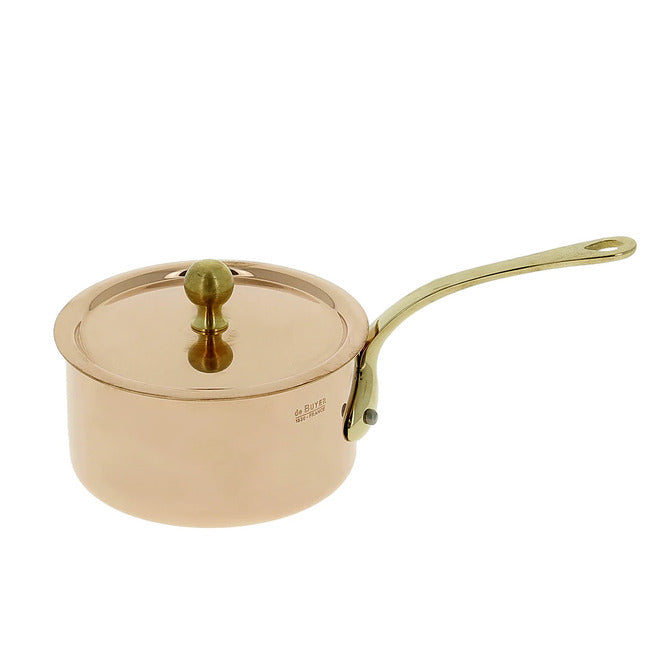 Premium Inocuivre Saucepan with Lid & Brass Handle - Non-Toxic Copper Cookware for Healthy Cooking, Perfect for Soups, Stews & Sauces