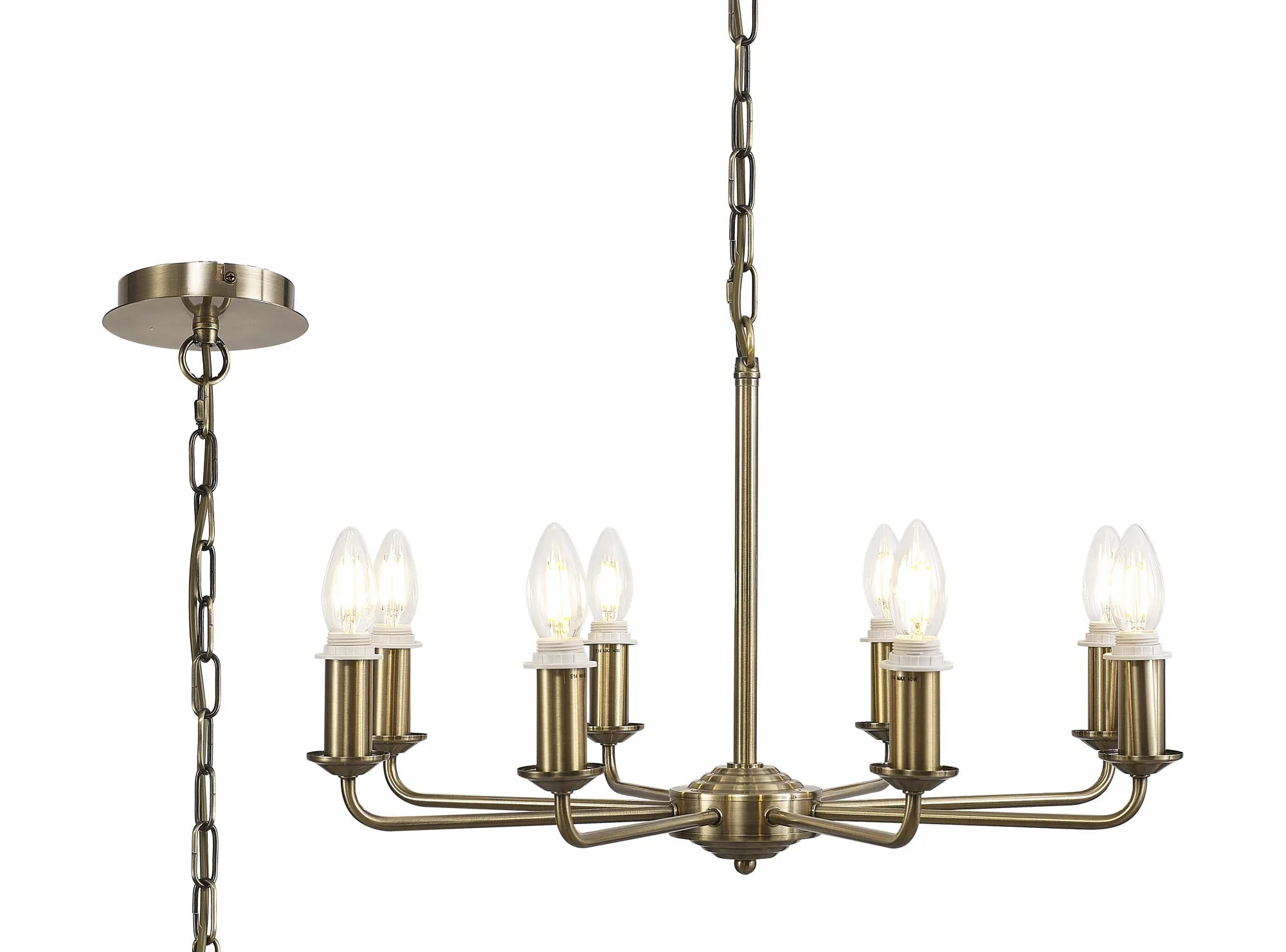 Banyan 8-Light Multi-Arm Pendant/Semi-Flush Mount Ceiling Light Fixture in Antique Brass - Perfect for Dining Room, Kitchen Island or Entryway Lighting