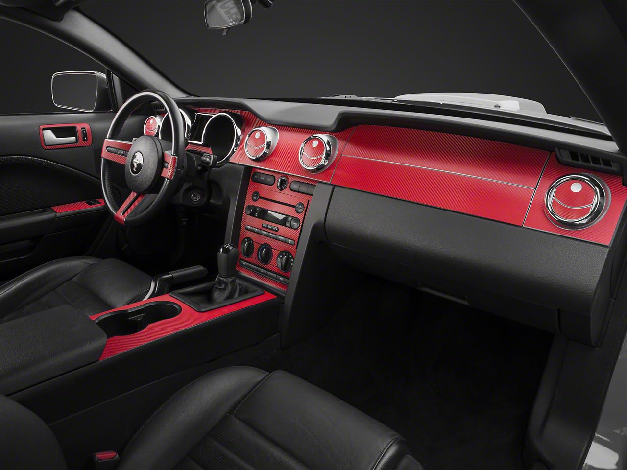 Red Carbon Fiber SEC10 Dash Overlay Kit for Mustang 2005-2009 - Premium Interior Styling Upgrade | Perfect for Car Enthusiasts & Custom Builds
