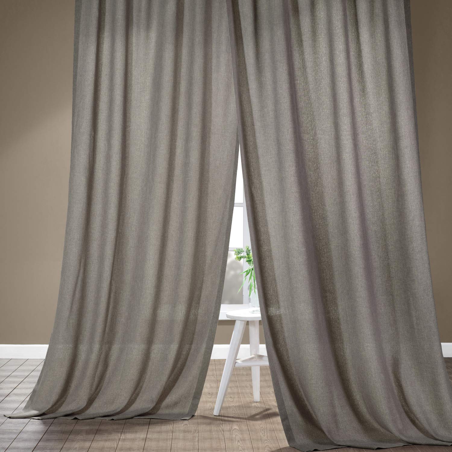 Faux Linen Sheer Curtain Panel - 50x96 Inches, Metropolis Grey - Light Filtering & Privacy for Living Room, Bedroom - HPD Half Price Drapes FELCH-SLWE1733-96